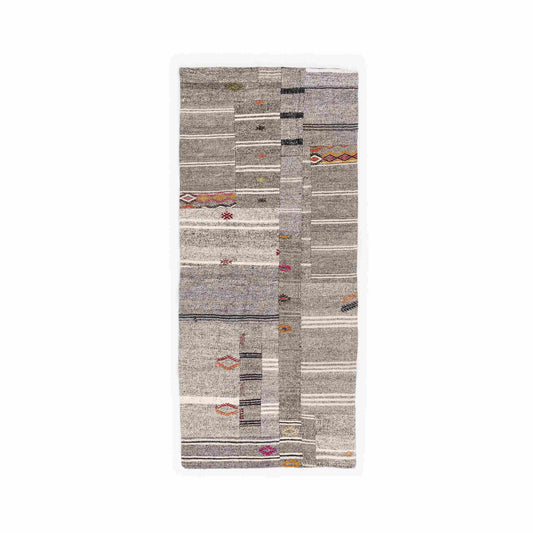 Oriental Rug Patchwork Hand Knotted Wool On Wool 90 x 200 Cm – 3' x 6' 7'' Grey C008 ER01