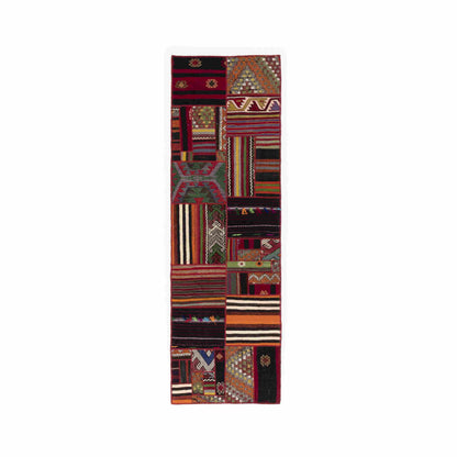 Oriental Rug Patchwork Hand Knotted Wool On Wool 94 x 298 Cm – 3' 2'' x 9' 10'' Multicolor C016 ER12