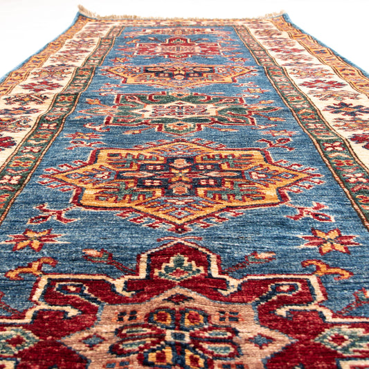 Oriental Rug Shirvan Hand Knotted Wool On Cotton 80 X 241 cm - 2'8'' X 7'11'' Blue C010 ER12