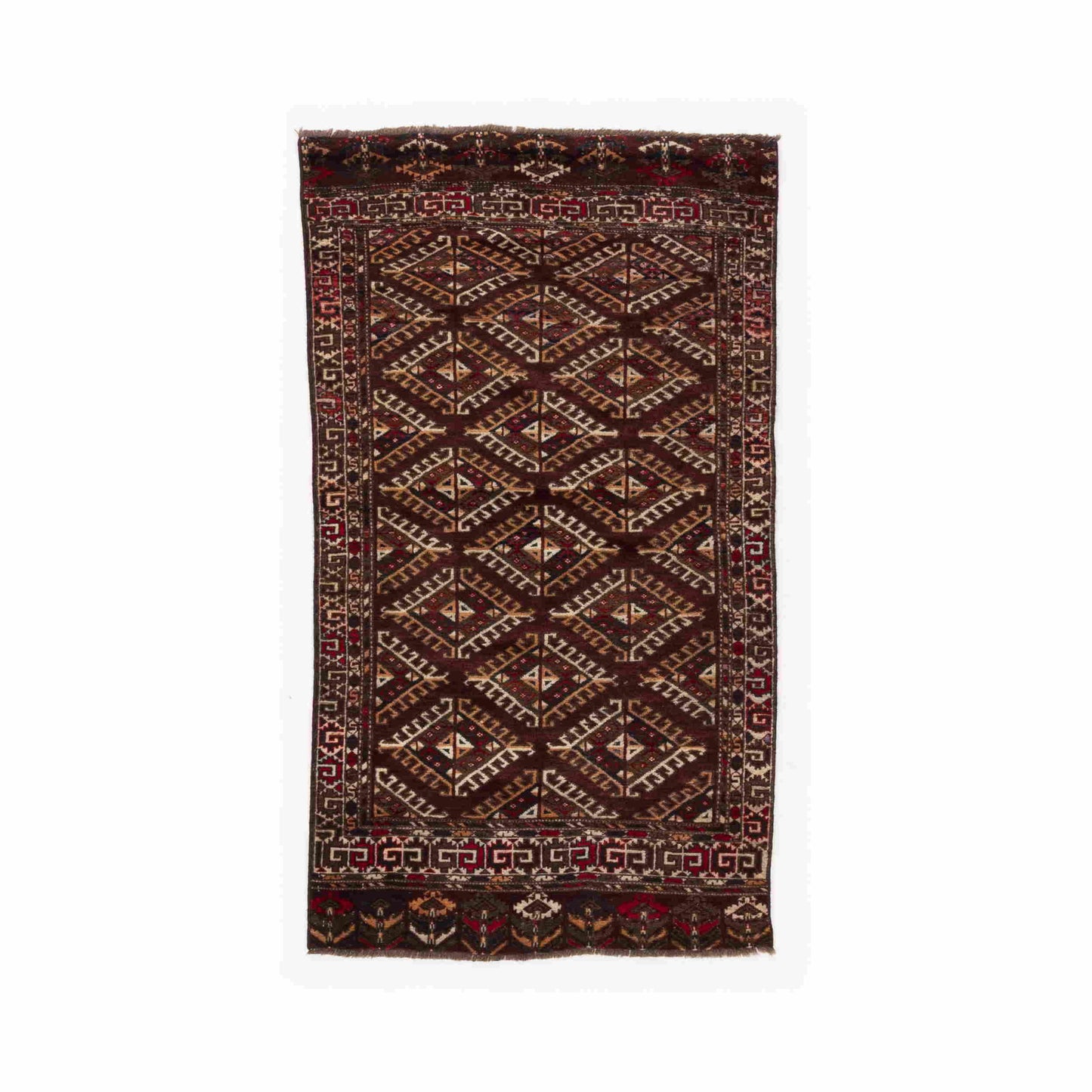 Oriental Rug Turkmen Hand Knotted Wool On Wool 80 X 146 Cm - 2' 8'' X 4' 10'' Brown C005 ER01