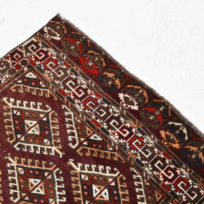 Oriental Rug Turkmen Hand Knotted Wool On Wool 80 X 146 Cm - 2' 8'' X 4' 10'' Brown C005 ER01