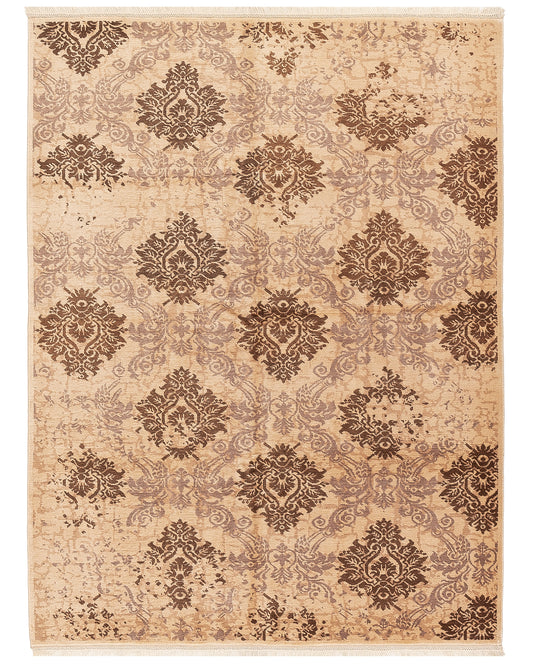 Oriental Rug Usak Hand Knotted Wool On Wool 172 X 227 Cm - 5' 8'' X 7' 6'' Sand C007 ER12