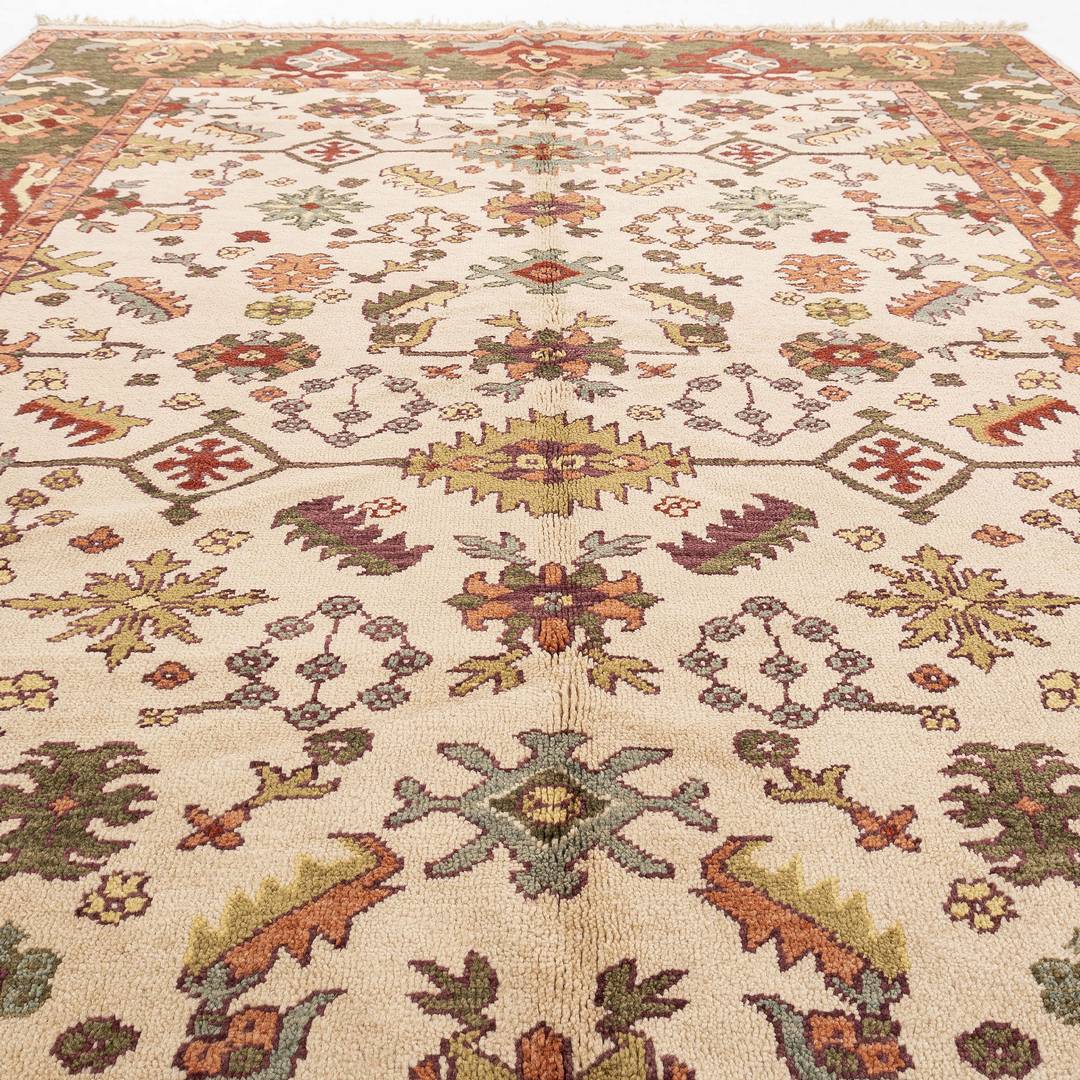 Oriental Rug Usak Hand Knotted Wool On Wool 202 X 267 Cm - 6' 8'' X 8' 10'' Sand C007 ER12