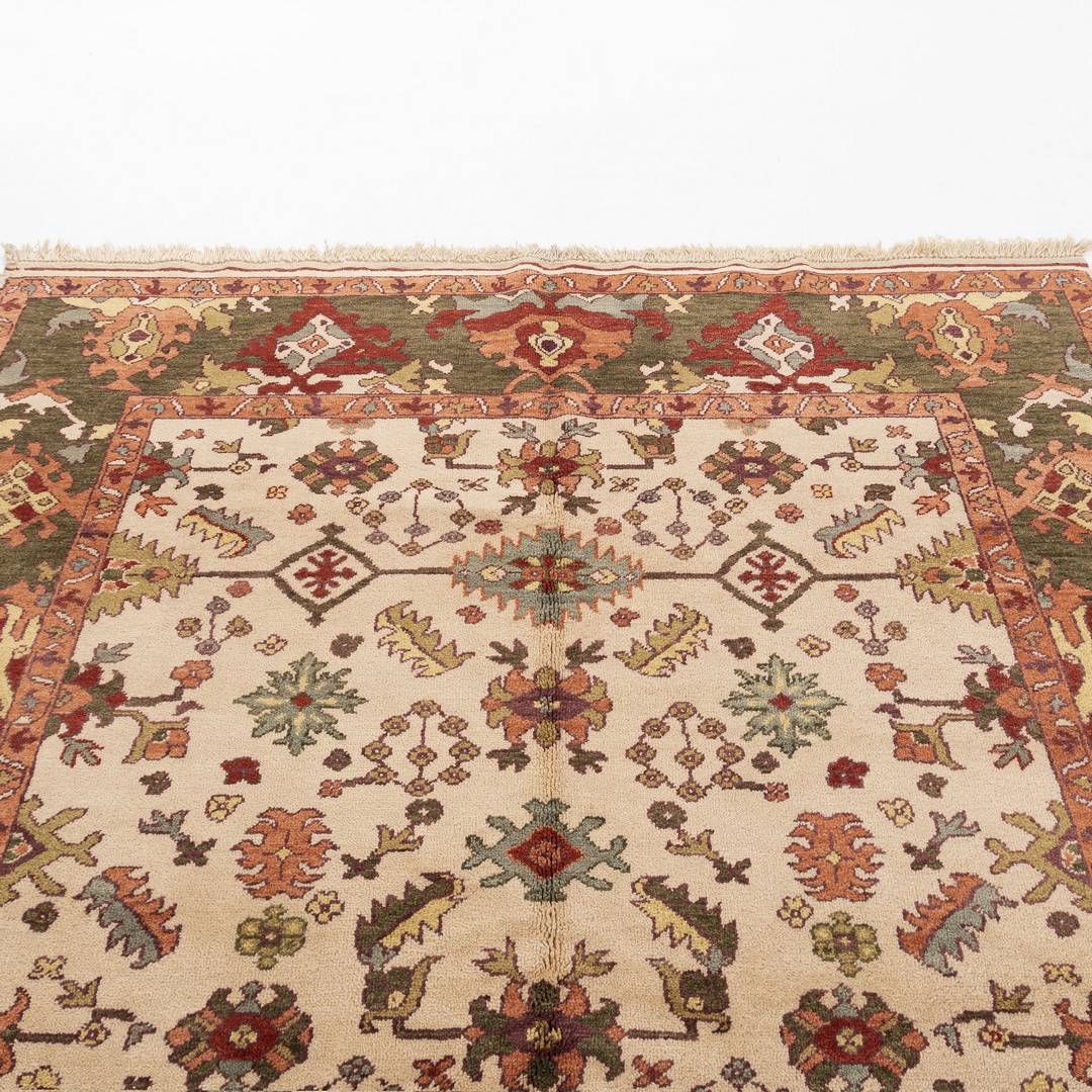 Oriental Rug Usak Hand Knotted Wool On Wool 202 X 267 Cm - 6' 8'' X 8' 10'' Sand C007 ER12