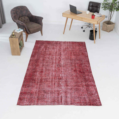 Oriental Rug Vintage Hand Knotted Wool On Cotton 156 x 258 Cm - 5' 2'' x 8' 6'' Red C014 ER12