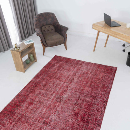 Oriental Rug Vintage Hand Knotted Wool On Cotton 156 x 258 Cm - 5' 2'' x 8' 6'' Red C014 ER12