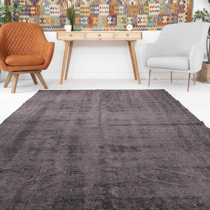 Oriental Rug Vintage Hand Knotted Wool On Cotton 165 x 270 Cm - 5' 5'' x 8' 11'' Black C002 ER12