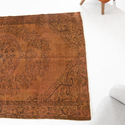 Oriental Rug Vintage Hand Knotted Wool On Cotton 172 x 257 Cm - 5' 8'' x 8' 6'' Orange C011 ER12