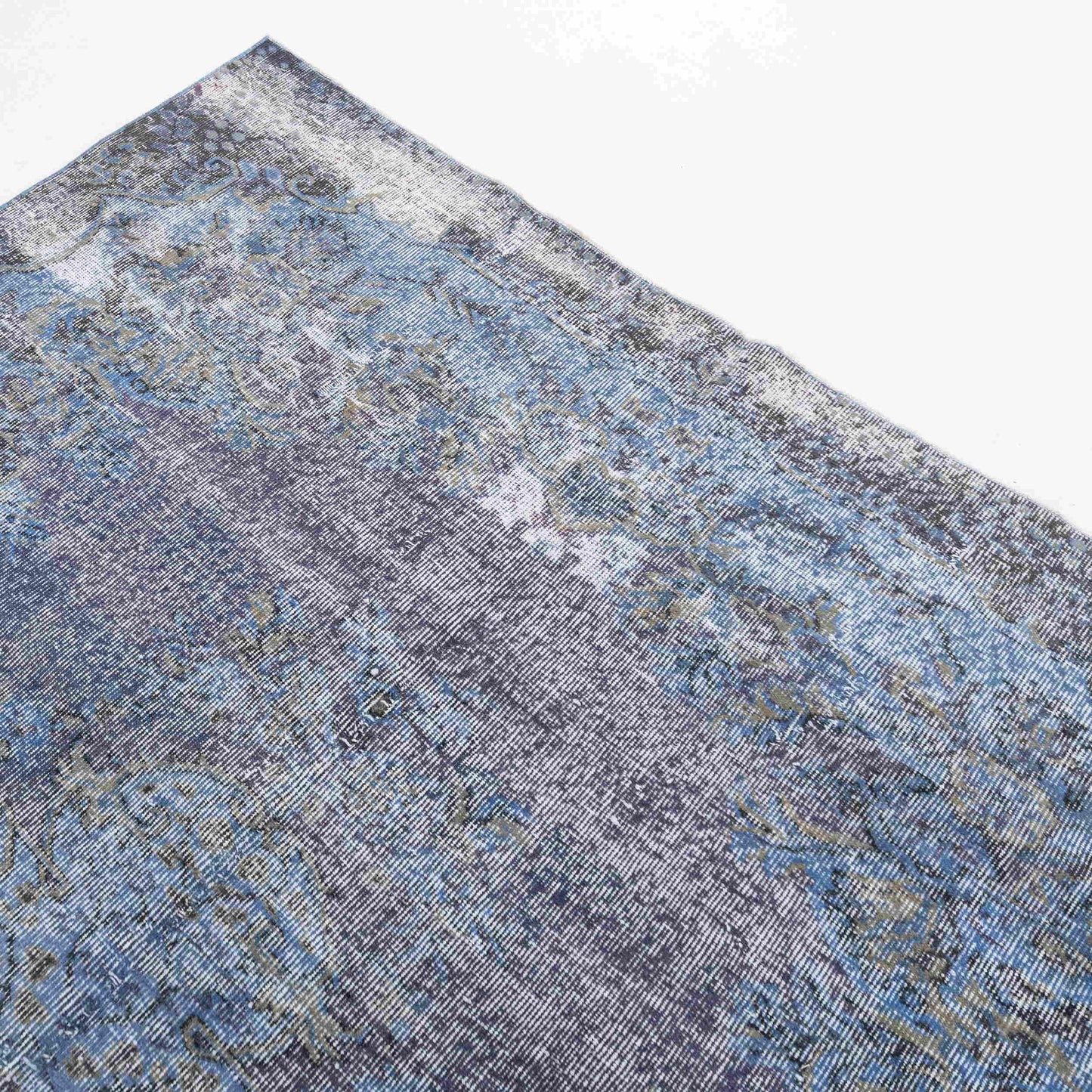 Oriental Rug Vintage Hand Knotted Wool On Cotton 191 x 298 Cm - 6' 4'' x 9' 10'' Navy Blue C012 ER12