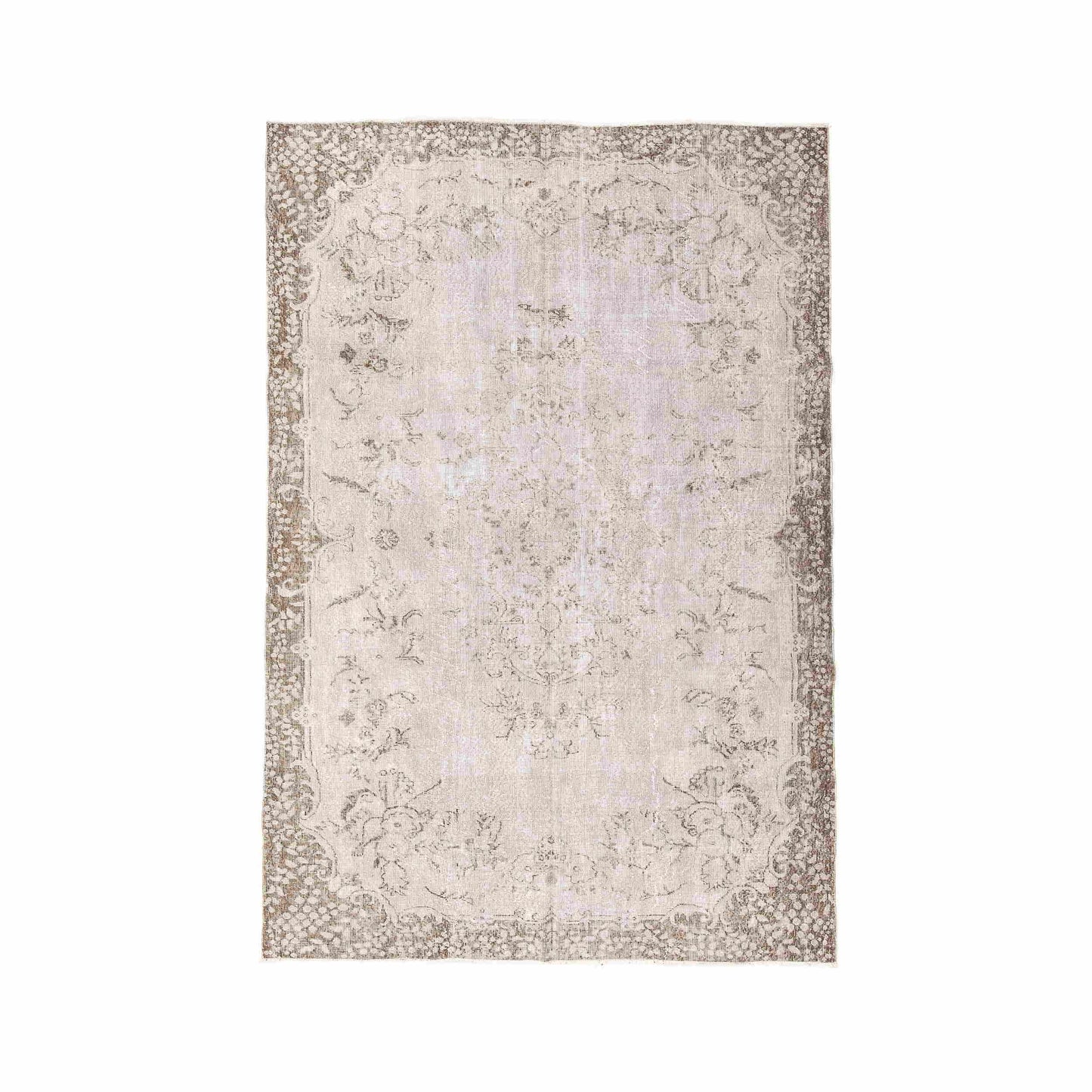 Oriental Rug Vintage Hand Knotted Wool On Cotton 200 x 306 Cm - 6' 7'' x 10' 1'' Stone C009 ER23