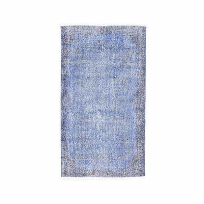 Oriental Rug Vintage Hand Knotted Wool On Wool 119 x 211 Cm - 3' 11'' x 7' Blue C010 ER01