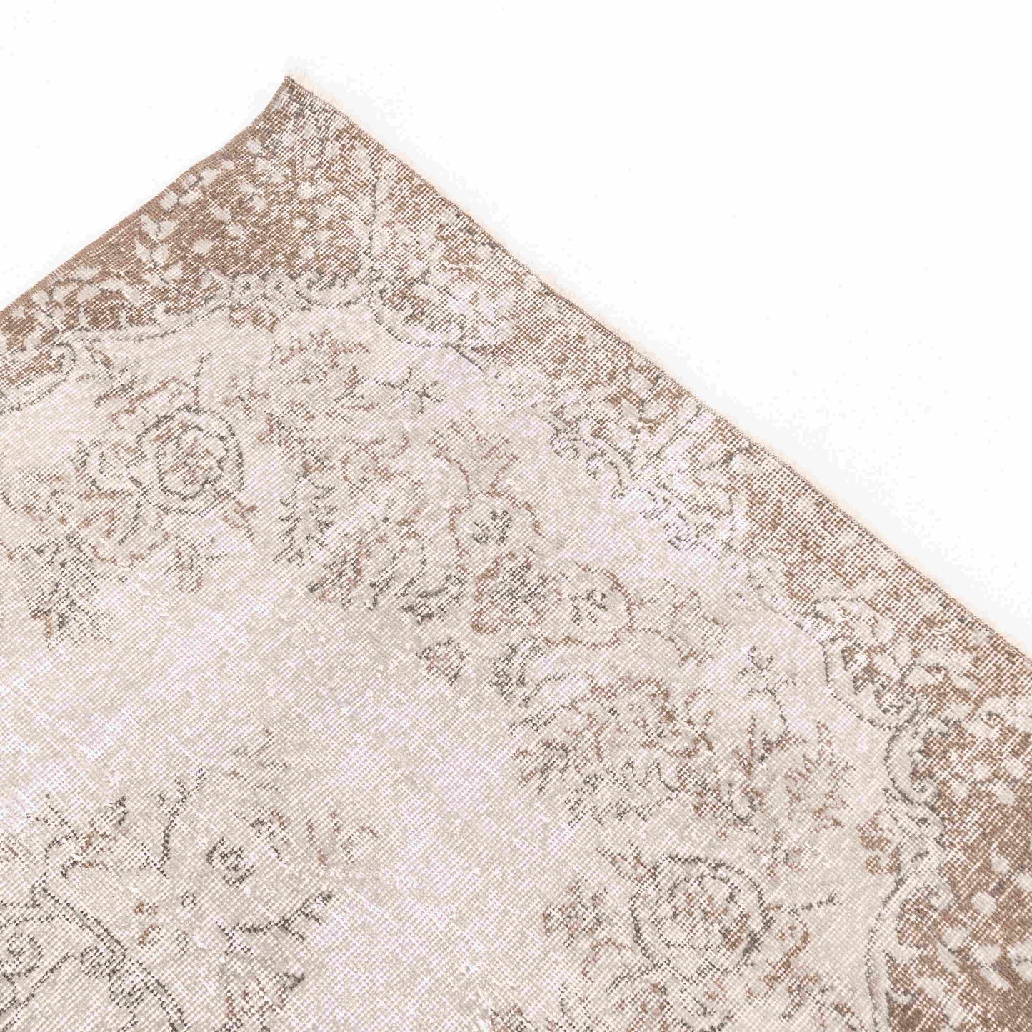 Oriental Rug Vintage Handmade Wool On Cotton 109 x 214 Cm - 3' 7'' x 7' 1'' Sand C007 ER01