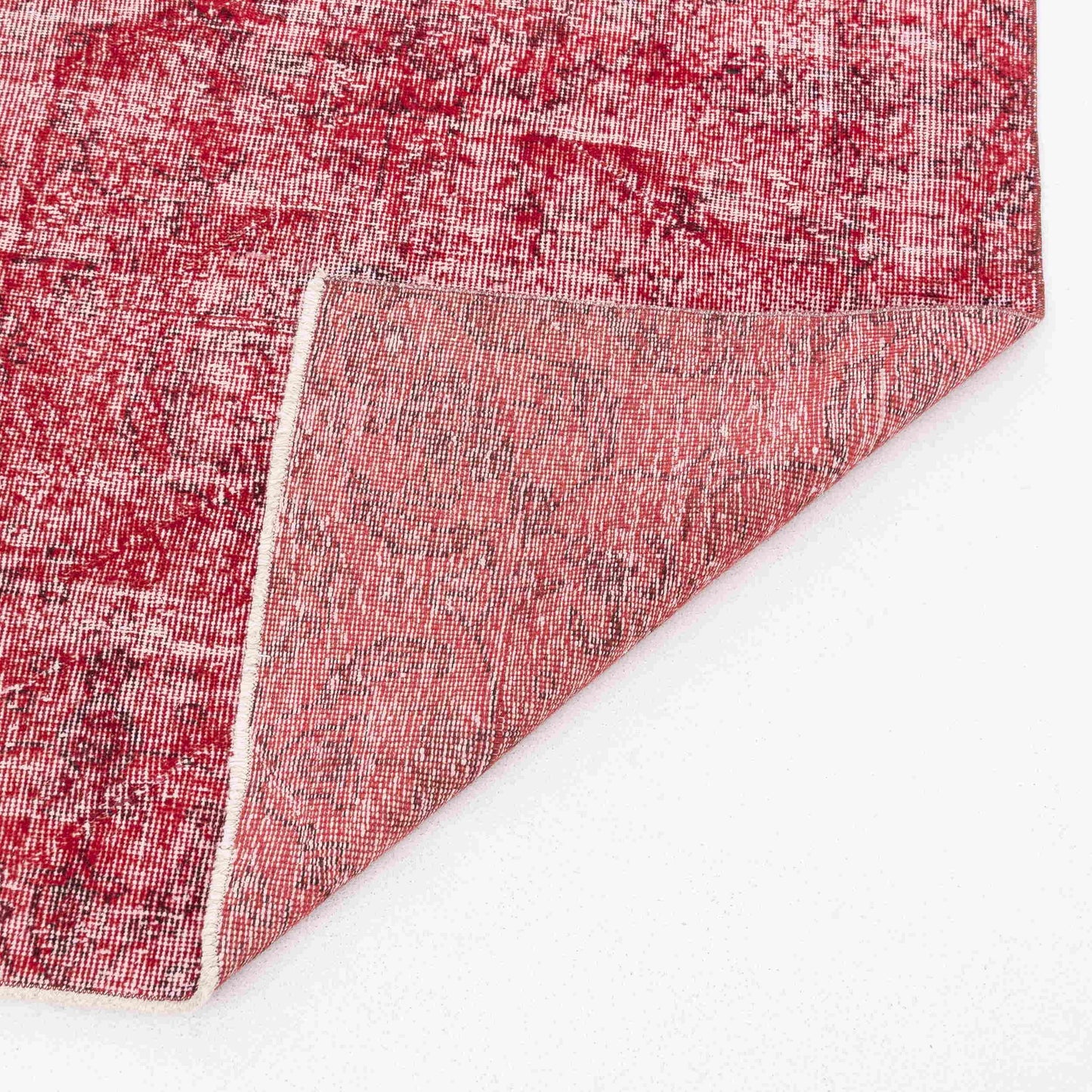 Oriental Rug Vintage Handmade Wool On Cotton 119 x 201 Cm - 3' 11'' x 6' 8'' Red C014 ER01