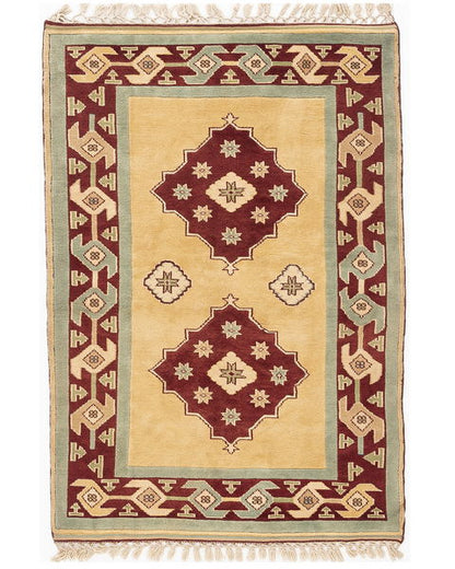 Oriental Rug Yoruk Hand Knotted Wool On Wool 126 X 182 Cm - 4' 2'' X 6' Sand C007 ER01