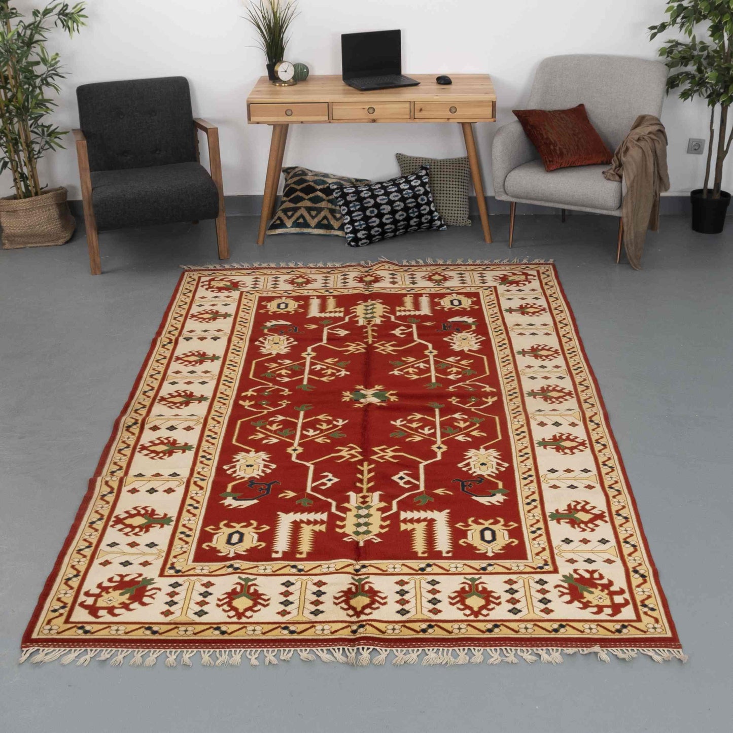 Oriental Rug Yoruk Hand Knotted Wool On Wool 177 X 288 Cm - 5' 10'' X 9' 6'' Red C014 ER12