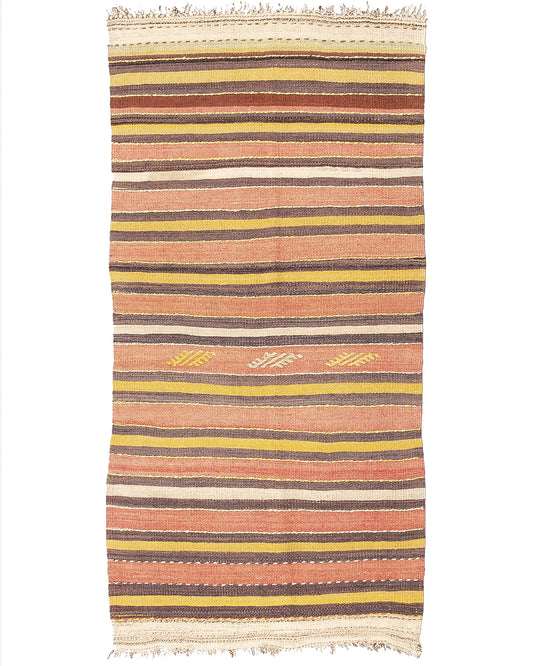 Oriental Turkish Runner Kilim Handmade Wool On Wool Anatolia 82 X 164 Cm - 2' 9'' X 5' 5'' Multicolor C016