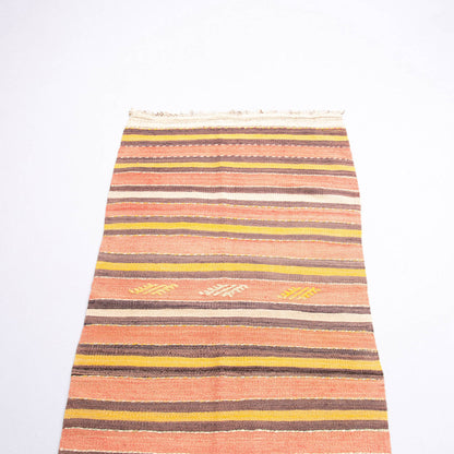 Oriental Turkish Runner Kilim Handmade Wool On Wool Anatolia 82 X 164 Cm - 2' 9'' X 5' 5'' Multicolor C016