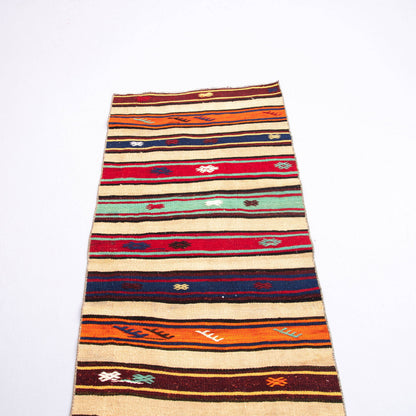 Kilim tejido a mano de lana de Anatolia sobre lana único tradicional 66 x 190 cm - 2' 2'' x 6' 3'' m2: 1.254 corredores