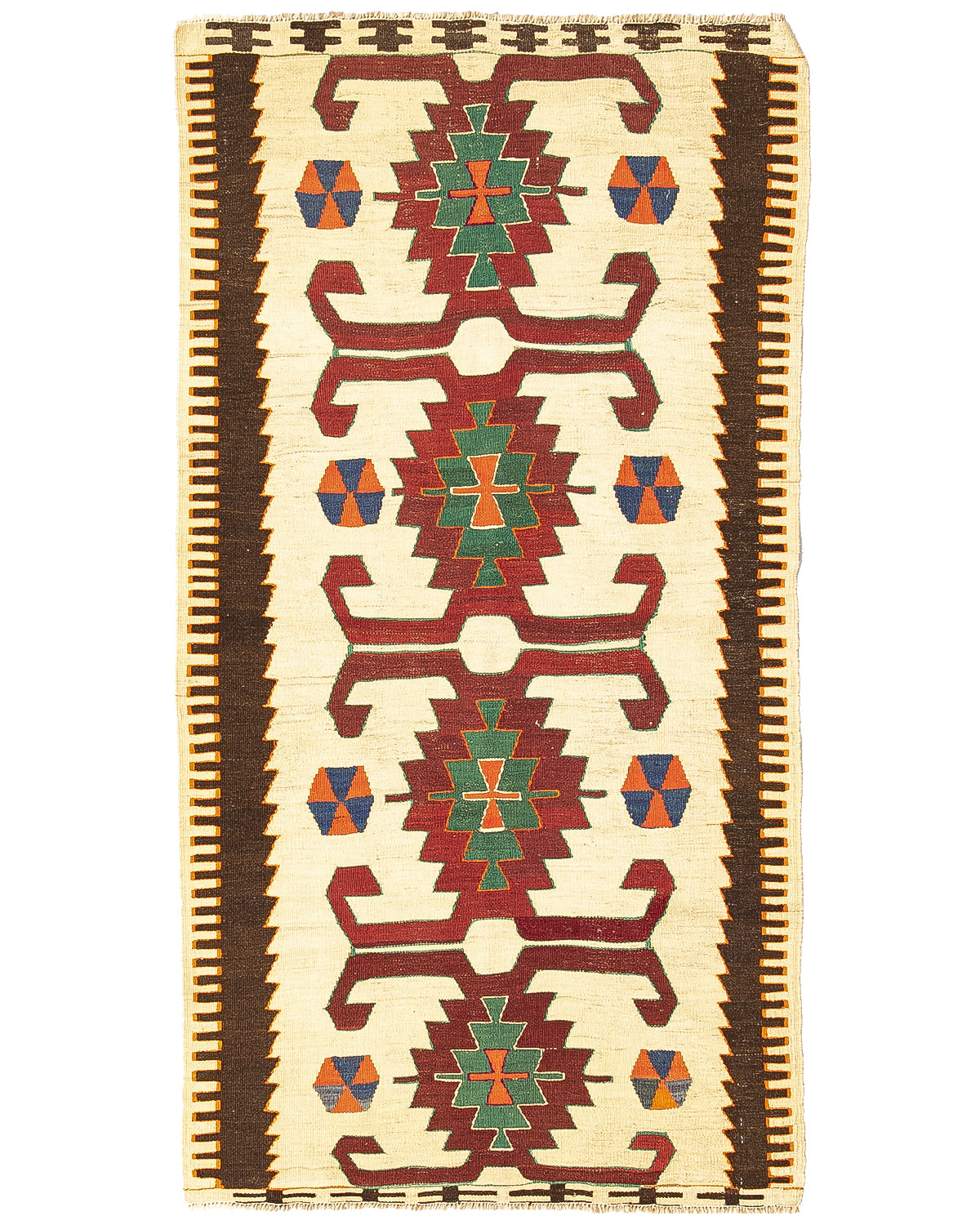 Kilim tejido a mano de lana de Anatolia sobre lana único tradicional 94 x 180 cm - 3' 2'' x 5' 11'' m2: 1.692 corredores