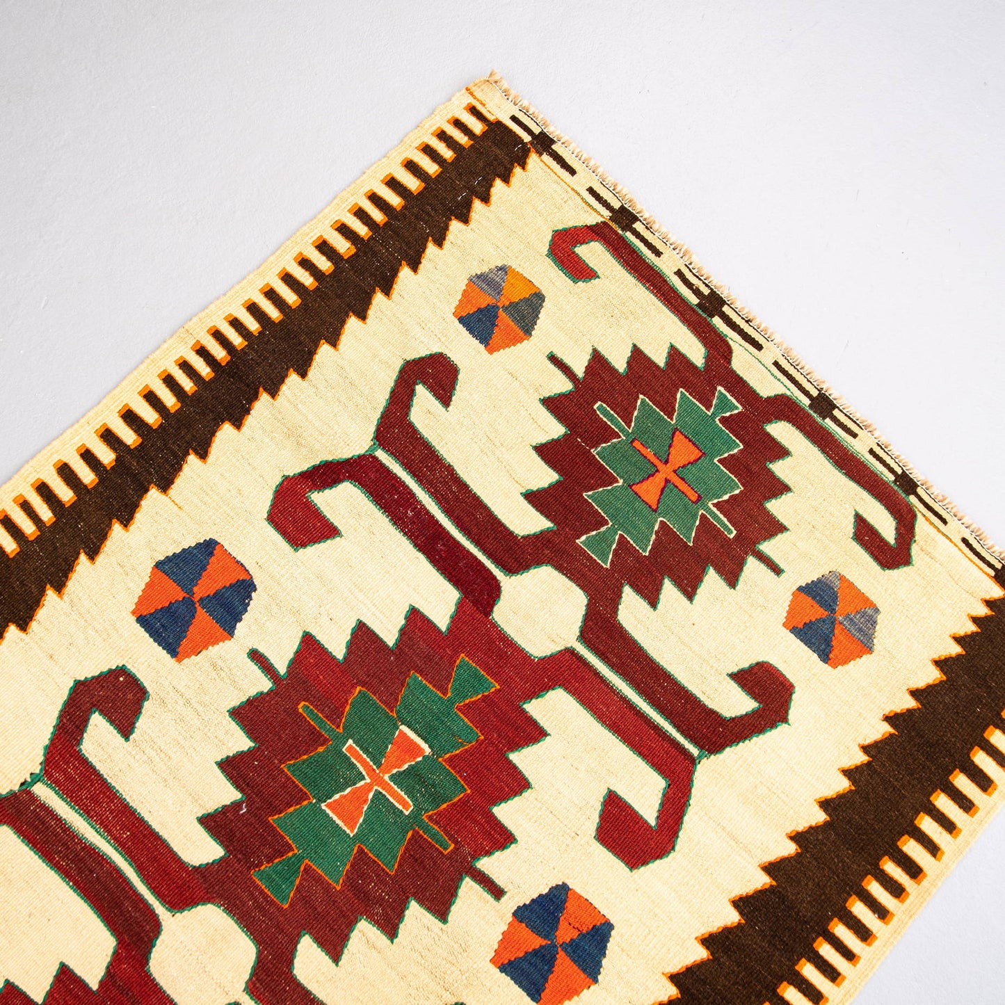 Kilim tejido a mano de lana de Anatolia sobre lana único tradicional 94 x 180 cm - 3' 2'' x 5' 11'' m2: 1.692 corredores