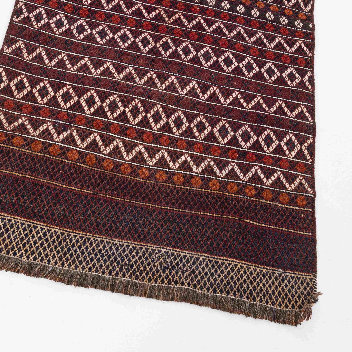 Oriental Turkish Runner Kilim Handmade Wool On Wool Bahtiyari 82 X 176 Cm - 2' 9'' X 5' 10'' Burgundy C021