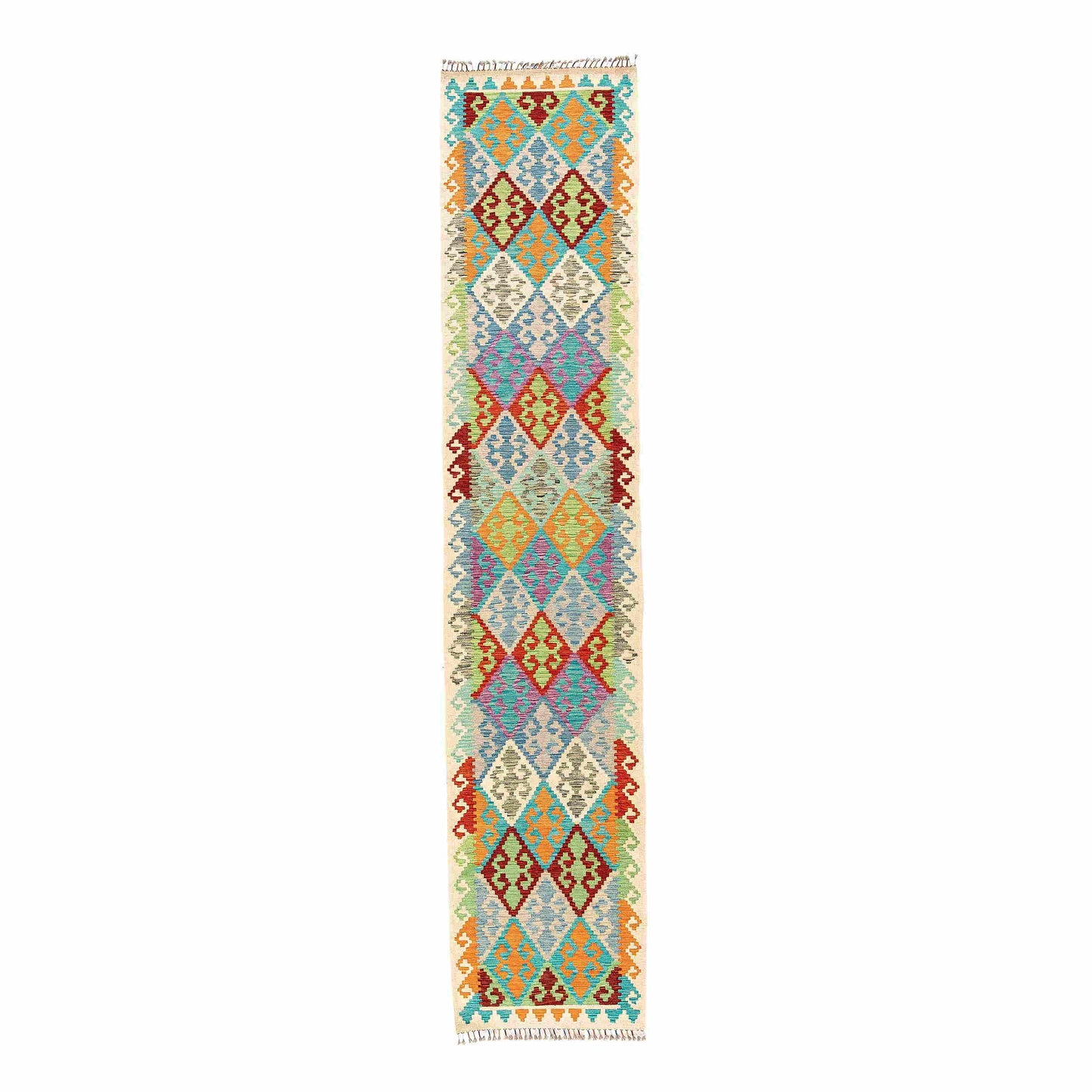 Oriental Turkish Runner Kilim Handmade Wool On Wool Kayseri 80 X 395 Cm - 2' 8'' X 13' Multicolor C016