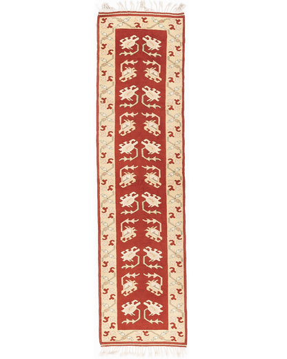 Oriental Turkish Runner Rug Handmade Wool On Wool Milas 73 X 274 Cm - 2' X 5'' 9' Red C014