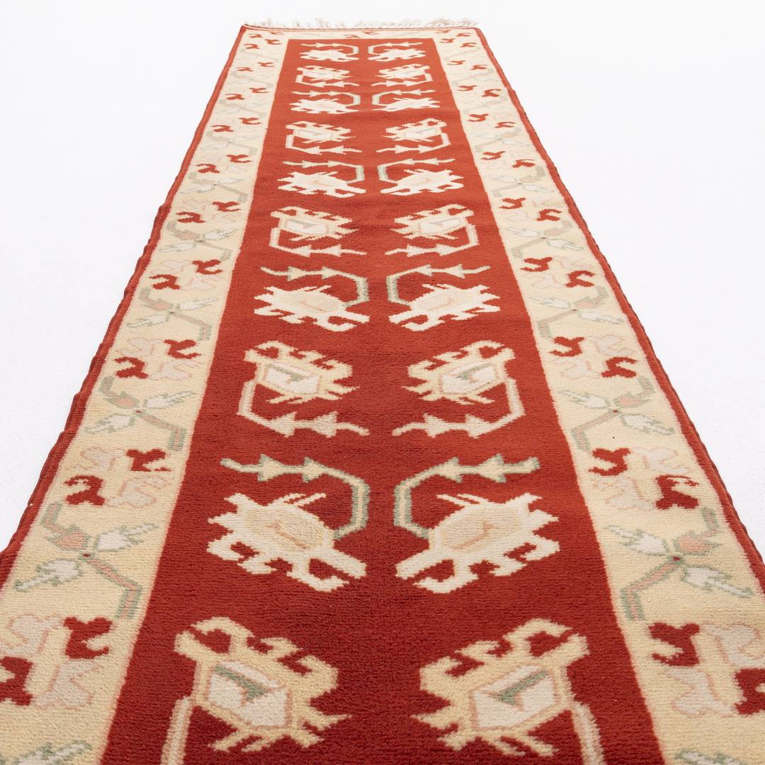 Oriental Turkish Runner Rug Handmade Wool On Wool Milas 73 X 274 Cm - 2' X 5'' 9' Red C014