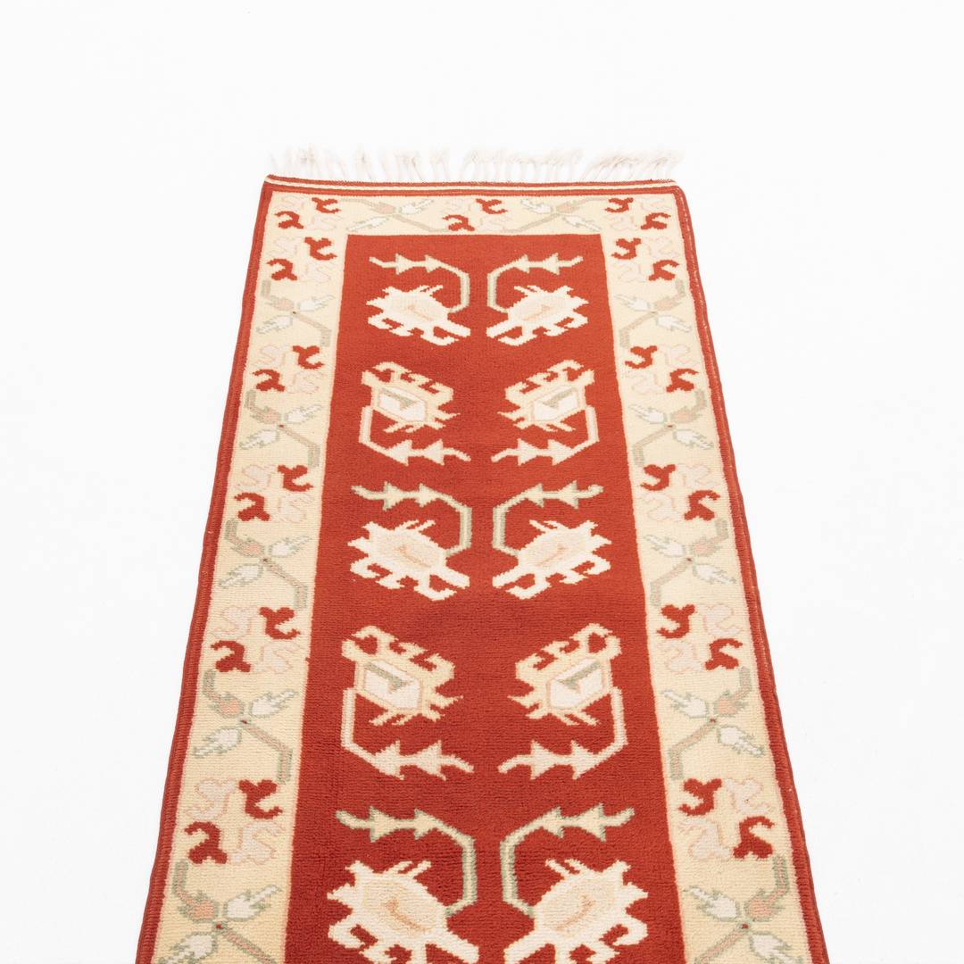 Oriental Turkish Runner Rug Handmade Wool On Wool Milas 73 X 274 Cm - 2' X 5'' 9' Red C014