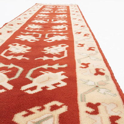 Oriental Turkish Runner Rug Handmade Wool On Wool Milas 73 X 274 Cm - 2' X 5'' 9' Red C014