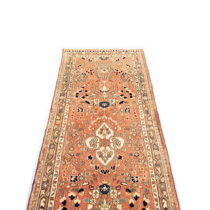 Oriental Turkish Runner Rug Handmade Wool On Cotton Anatolian 435 X 85 Cm - 14' 4'' X 2' 10'' Pink C004