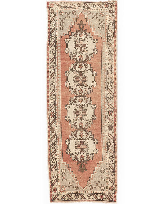 Oriental Turkish Runner Rug Handmade Wool On Cotton Anatolian 92 X 257 Cm - 3' 1'' X 8' 6'' Pink C004