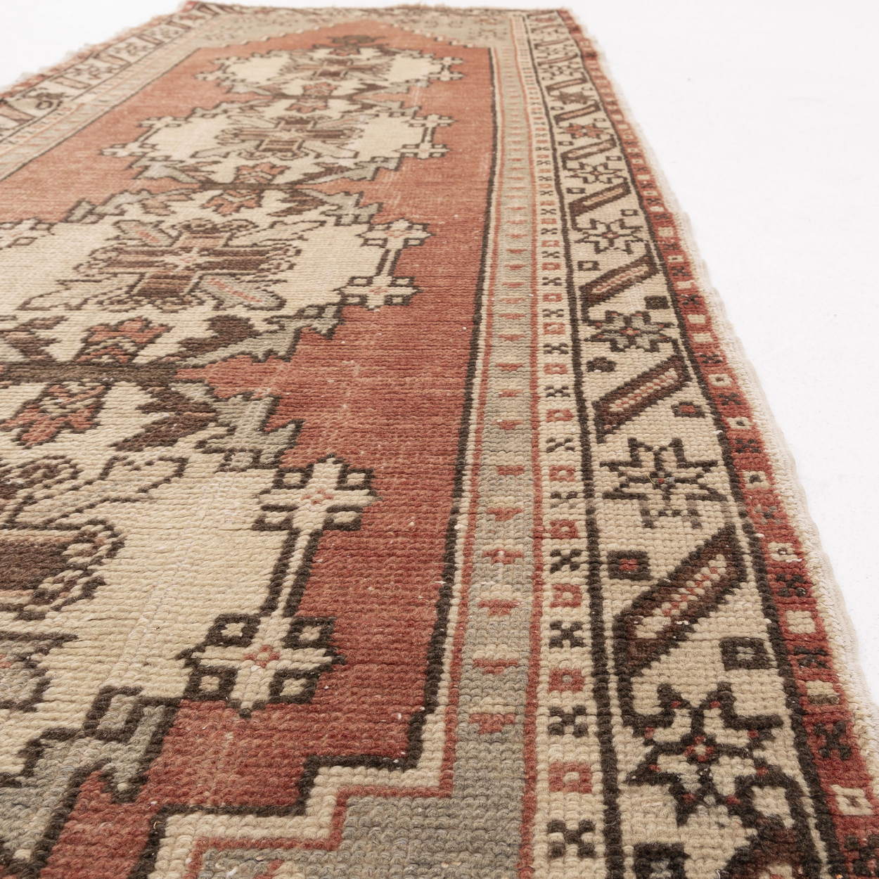 Oriental Turkish Runner Rug Handmade Wool On Cotton Anatolian 92 X 257 Cm - 3' 1'' X 8' 6'' Pink C004