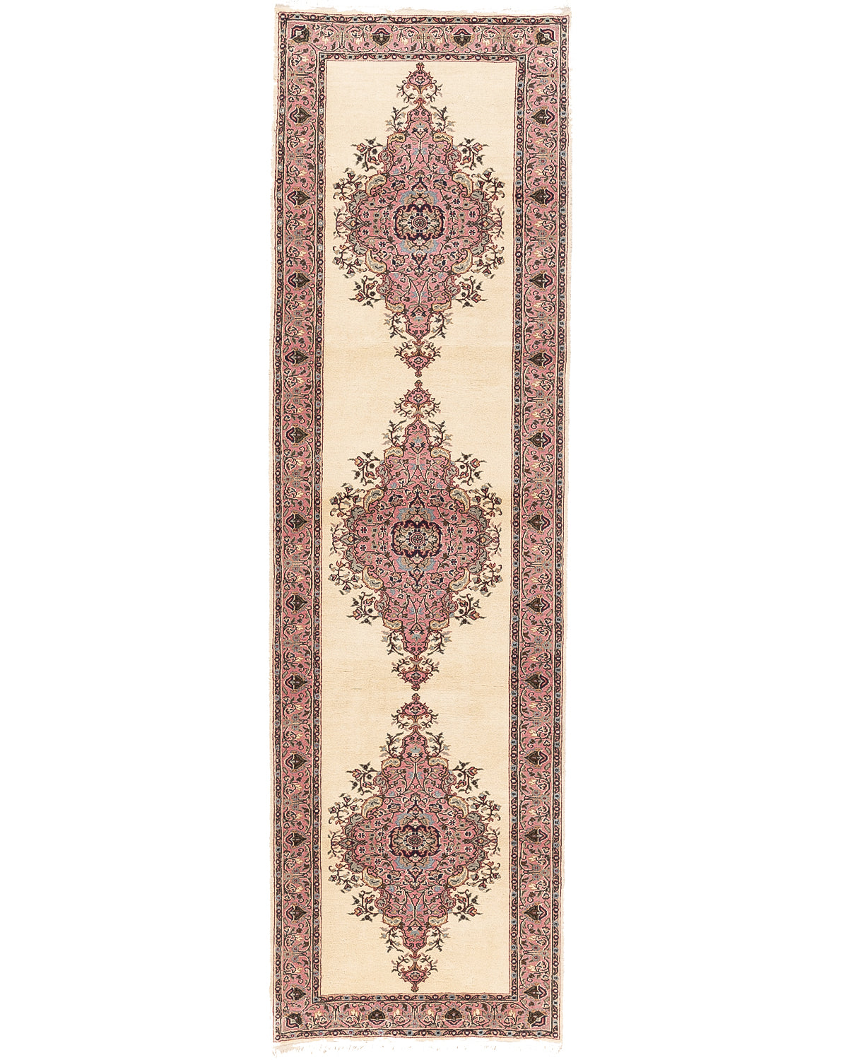 Oriental Turkish Runner Rug Handmade Wool On Cotton Anatolian 97 X 328 Cm - 3' 3'' X 10' 10'' Pink C004