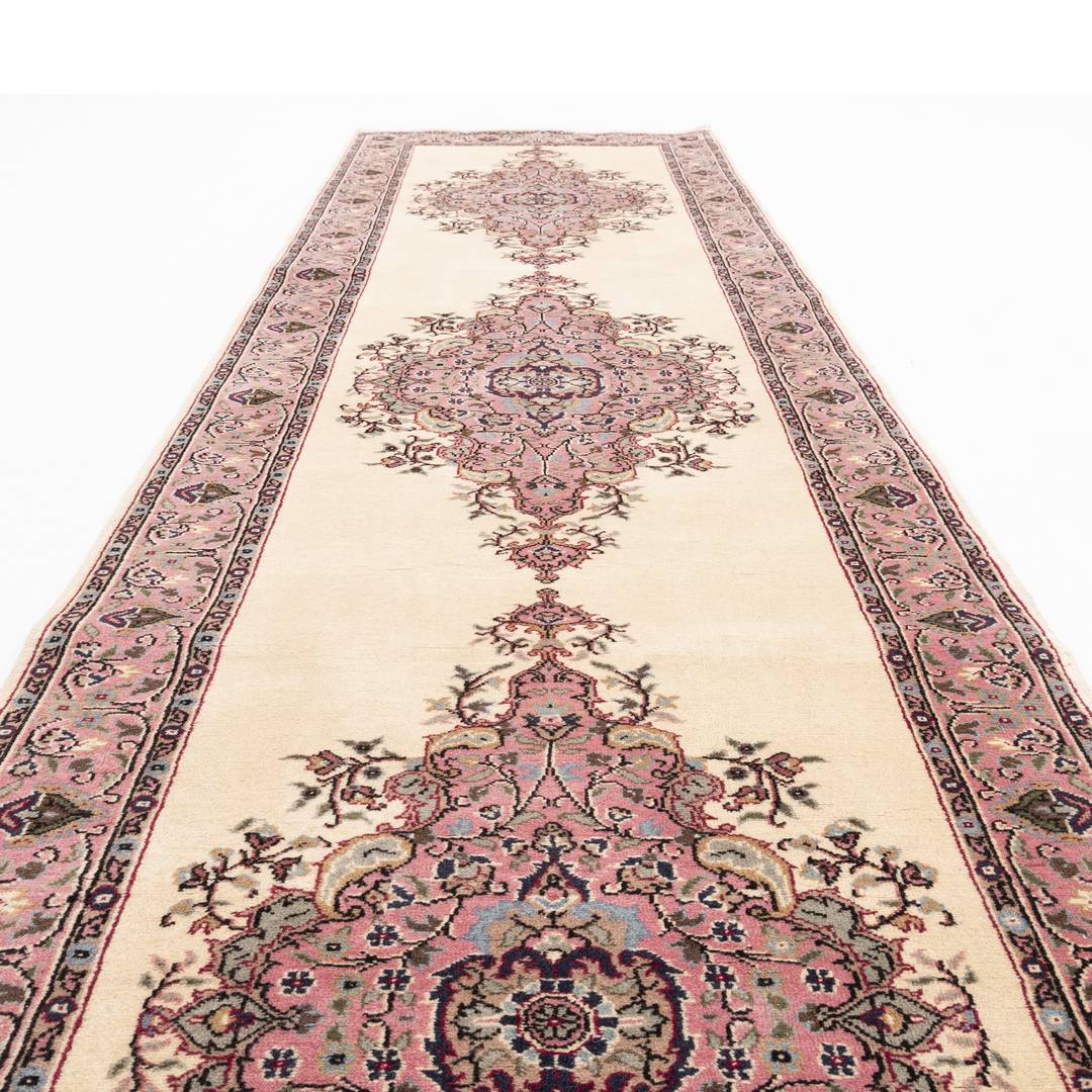 Oriental Turkish Runner Rug Handmade Wool On Cotton Anatolian 97 X 328 Cm - 3' 3'' X 10' 10'' Pink C004