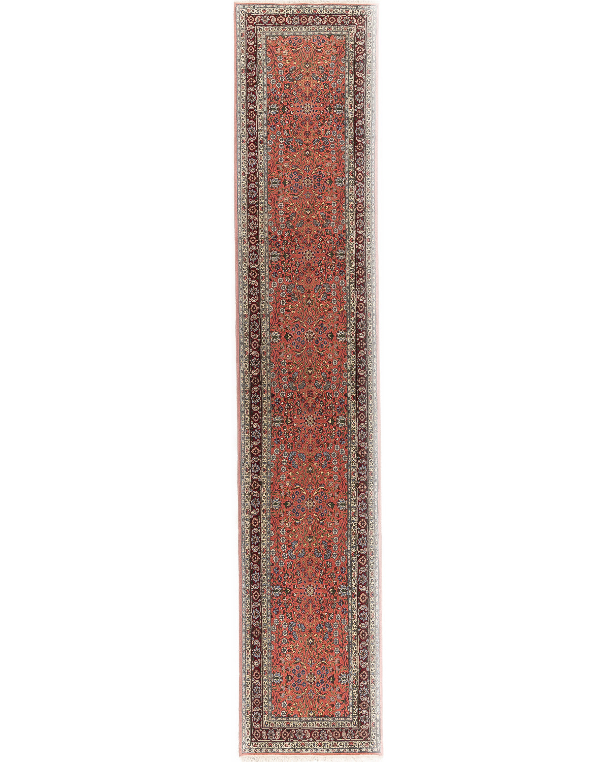 Oriental Turkish Runner Rug Handmade Wool On Cotton Hereke 97 X 500 Cm - 3' 3'' X 16' 5'' Red C014