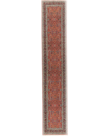 Oriental Turkish Runner Rug Handmade Wool On Cotton Hereke 97 X 500 Cm - 3' 3'' X 16' 5'' Red C014