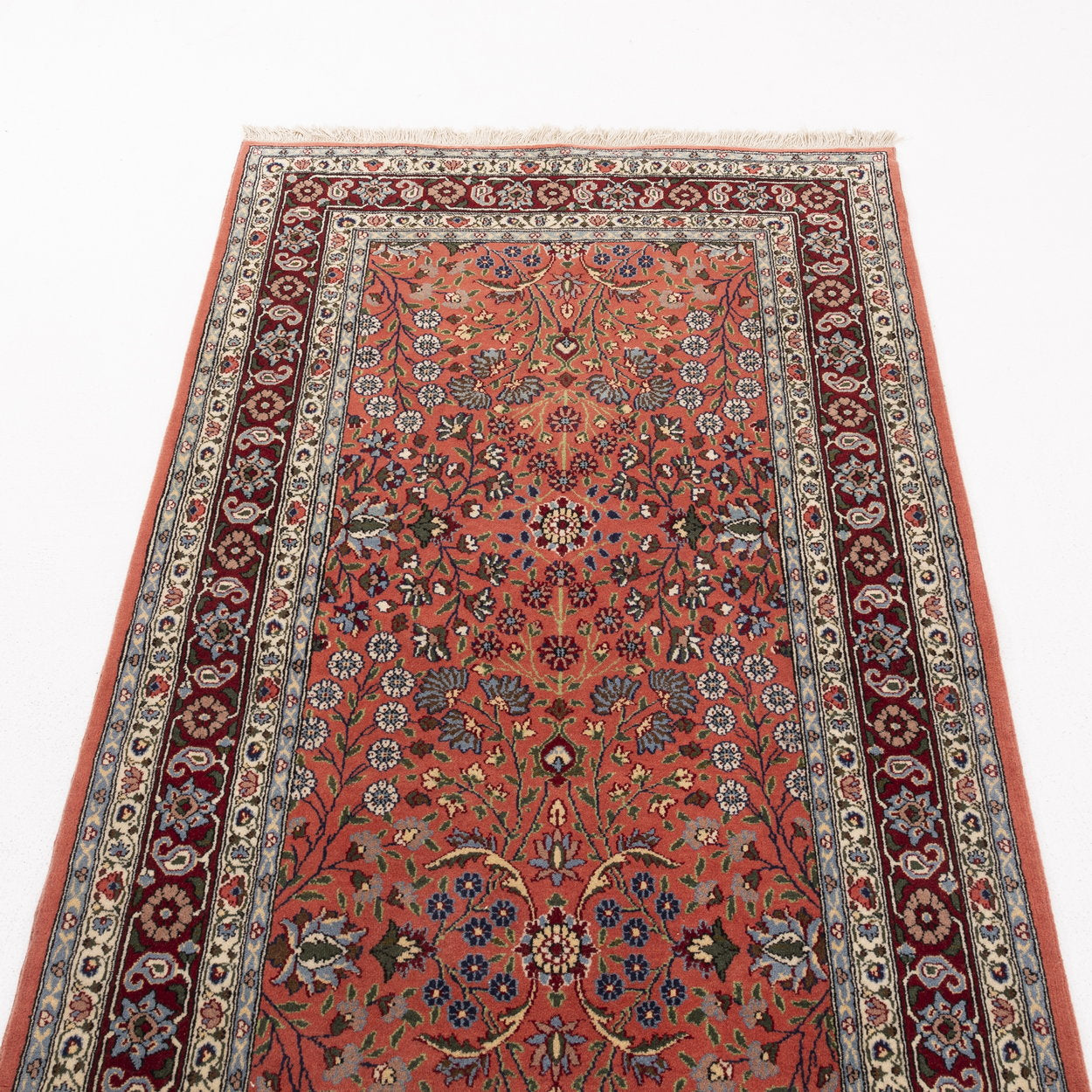 Oriental Turkish Runner Rug Handmade Wool On Cotton Hereke 97 X 500 Cm - 3' 3'' X 16' 5'' Red C014