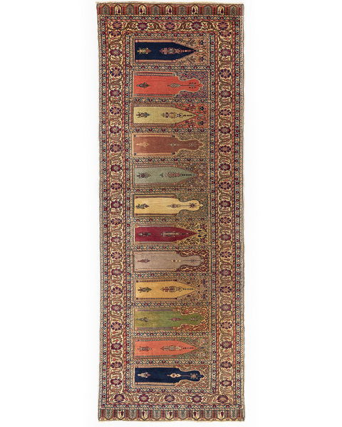 Oriental Turkish Runner Rug Handmade Wool On Cotton Kayseri 101 X 284 Cm - 3' 4'' X 9' 4'' Multicolor C016