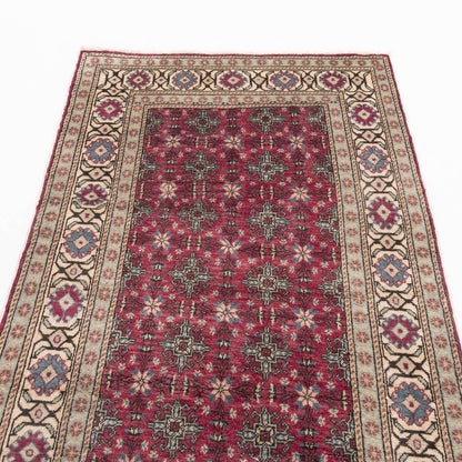 Oriental Turkish Runner Rug Handmade Wool On Cotton Kayseri 105 X 230 Cm - 3' 6'' X 7' 7'' Fuchsia C020