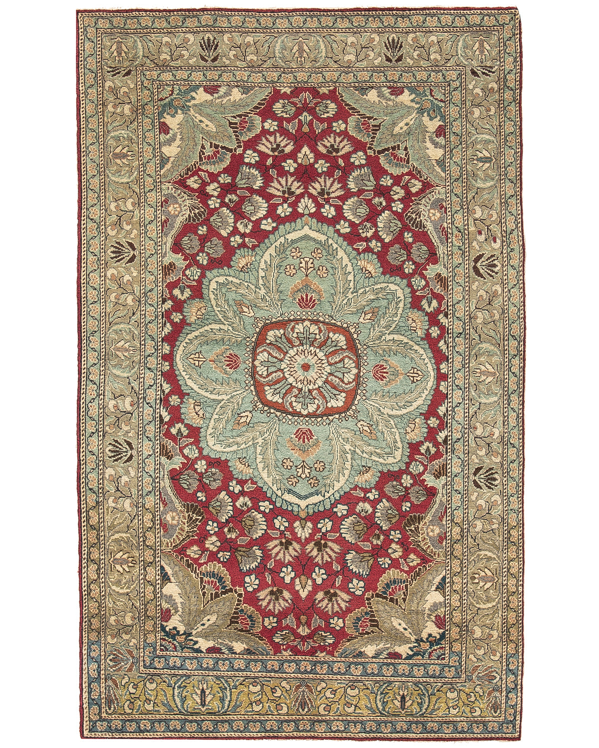 Oriental Turkish Runner Rug Handmade Wool On Cotton Kayseri 122 X 198 Cm - 4' 1'' X 6' 6'' Green C015