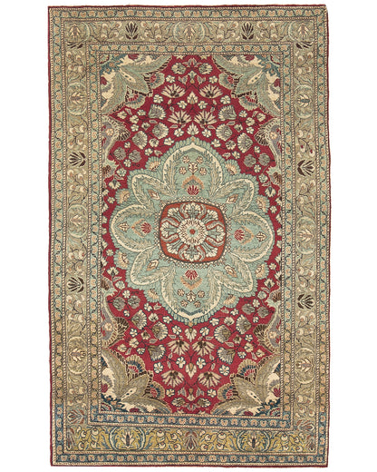 Oriental Turkish Runner Rug Handmade Wool On Cotton Kayseri 122 X 198 Cm - 4' 1'' X 6' 6'' Green C015