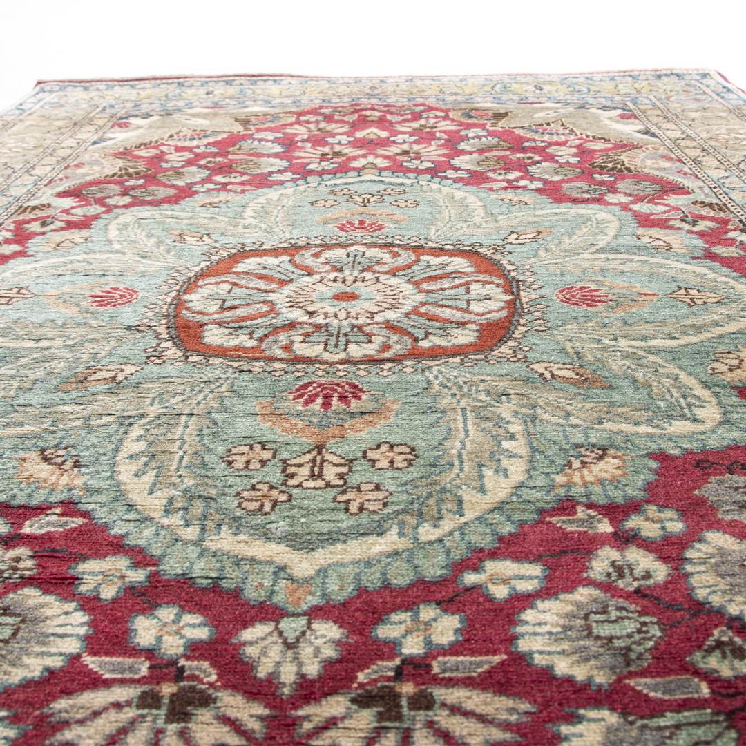 Oriental Turkish Runner Rug Handmade Wool On Cotton Kayseri 122 X 198 Cm - 4' 1'' X 6' 6'' Green C015