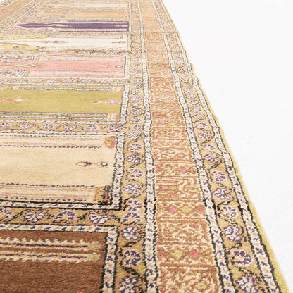 Oriental Turkish Runner Rug Handmade Wool On Cotton Kayseri 85 X 232 Cm - 2' 10'' X 7' 8'' Stone C009