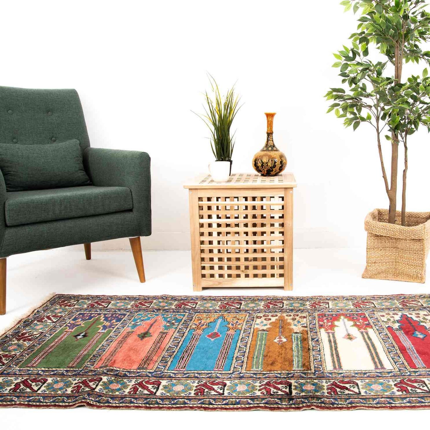 Oriental Turkish Runner Rug Handmade Wool On Cotton Kayseri 87 X 211 Cm - 2' 11'' X 7' Multicolor C016