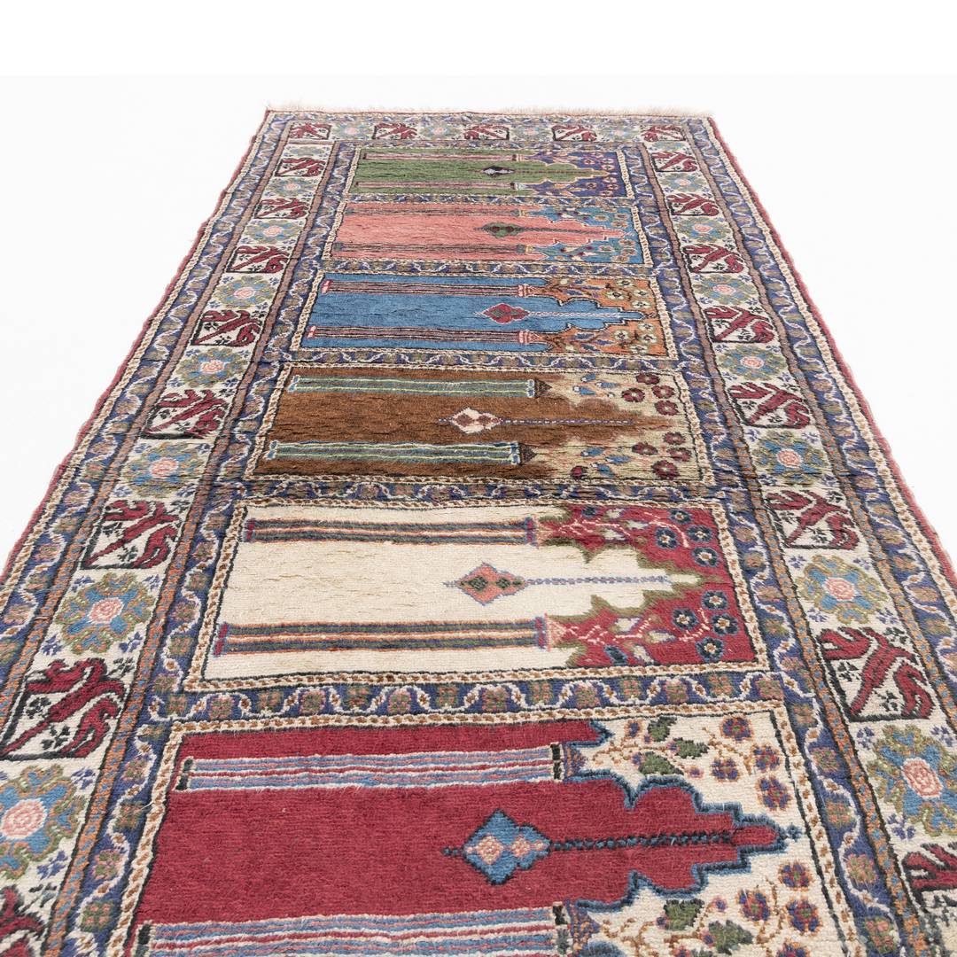 Oriental Turkish Runner Rug Handmade Wool On Cotton Kayseri 87 X 211 Cm - 2' 11'' X 7' Multicolor C016