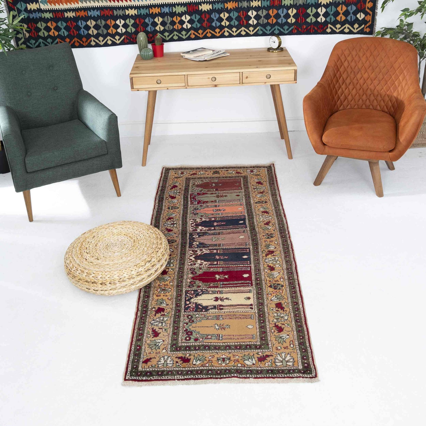 Oriental Turkish Runner Rug Handmade Wool On Cotton Kayseri 88 X 205 Cm - 2' 11'' X 6' 9'' Multicolor C016