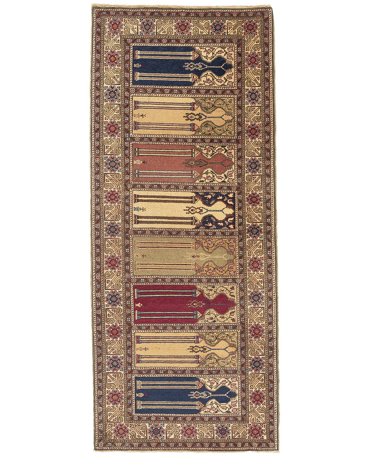 Oriental Turkish Runner Rug Handmade Wool On Cotton Kayseri 90 X 214 Cm - 3' X 7' 1'' Multicolor C016