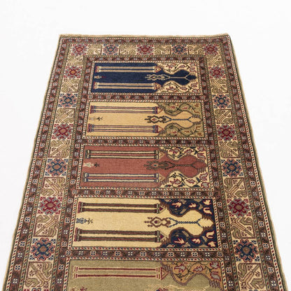 Oriental Turkish Runner Rug Handmade Wool On Cotton Kayseri 90 X 214 Cm - 3' X 7' 1'' Multicolor C016