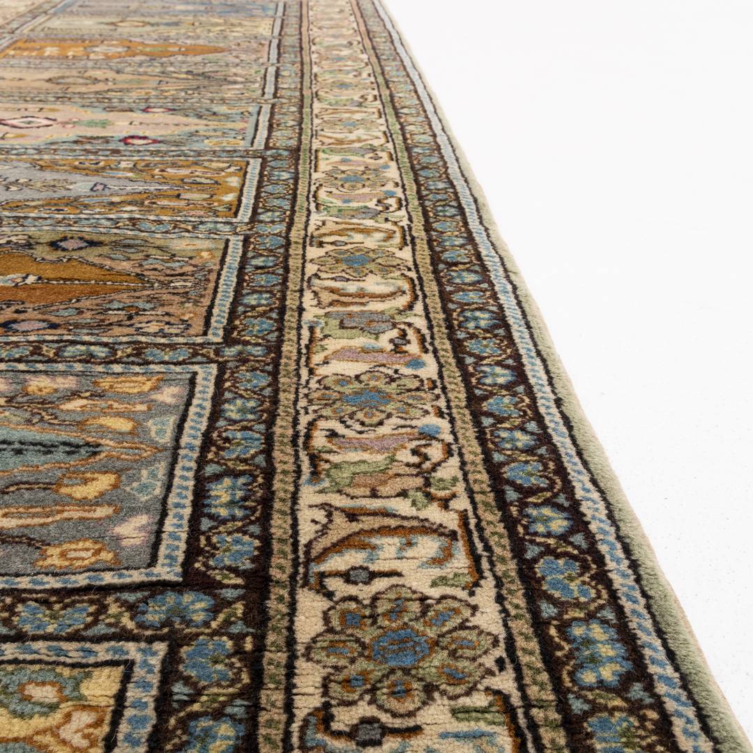 Oriental Turkish Runner Rug Handmade Wool On Cotton Kayseri 90 X 231 Cm - 3' X 7' 7'' Green C015